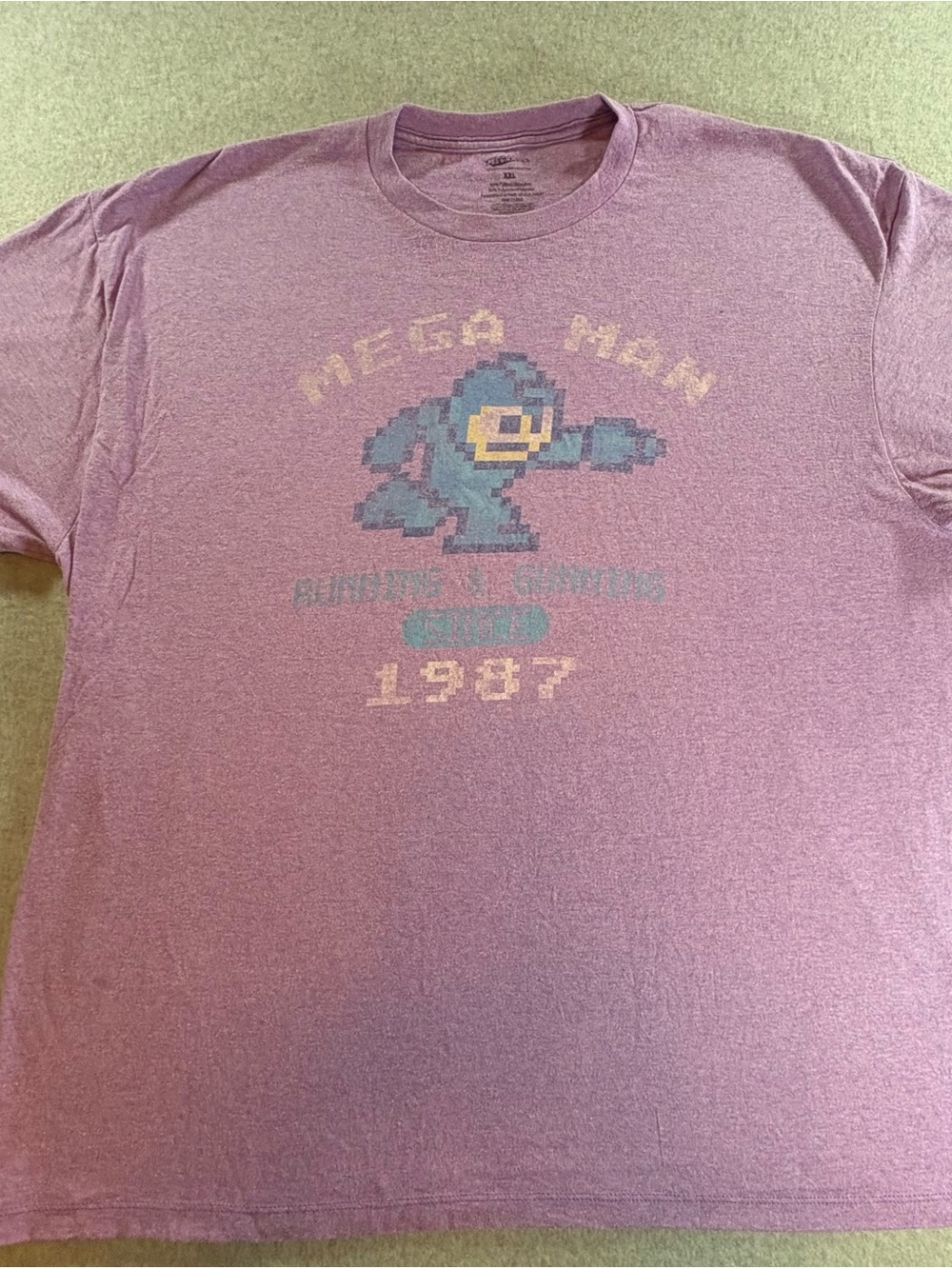 Mega Man Graphic Tee - Pixel Art Lavender Men's Shirt